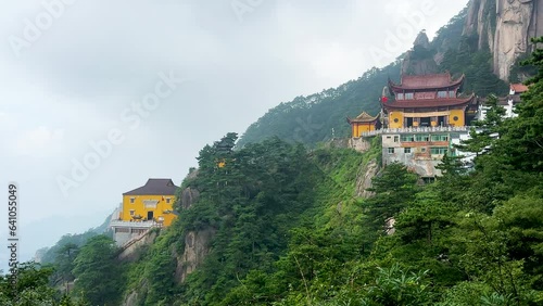 Grand Hall at Ancient Sutra Worship Platform on Tiantai Peak of Mount Jiuhua (Jiuhuashan), dedicated to Ksitigarbha Bodhisattva, Qingyang, Chizhou, Anhui Province.  photo