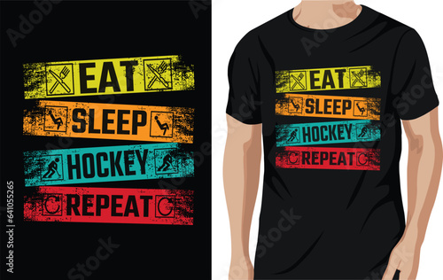 Vector eat sleep hockey repeat - field hockey t shirt design, vector, poster, or template.