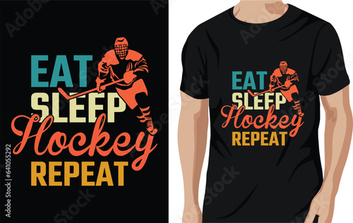 Vector eat sleep hockey repeat - field hockey t shirt design, vector, poster, or template.
