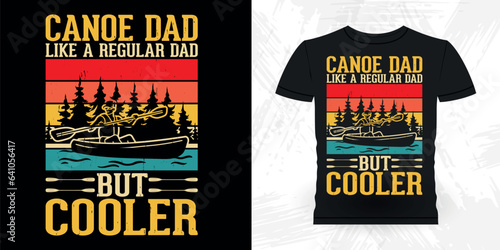 Father's Day Dad Lover Funny Paddling Boat Retro Vintage Kayaking T-shirt Design