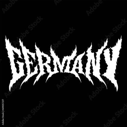 Germany word with death metal font hand drawing vector isolated on black background.