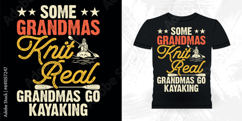 Mother's Day Mom Lover Funny Paddling Boat Retro Vintage Kayaking T-shirt Design