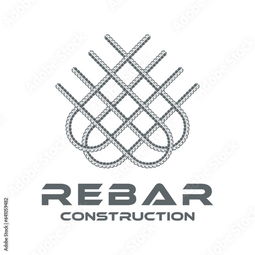 rebar concrete construction logo design. reinforcing steel business, cast iron reinforcement, building and architecture company