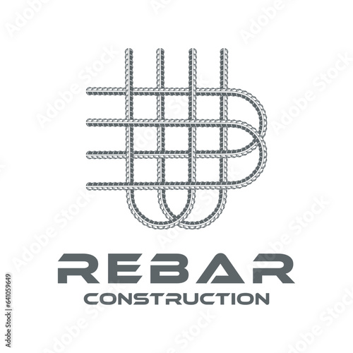 rebar concrete construction logo design vector. reinforcing steel, cast iron reinforcement, building and architecture company	