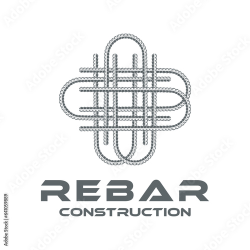 rebar concrete construction logo design vector. reinforcing steel, cast iron reinforcement, building and architecture company	
