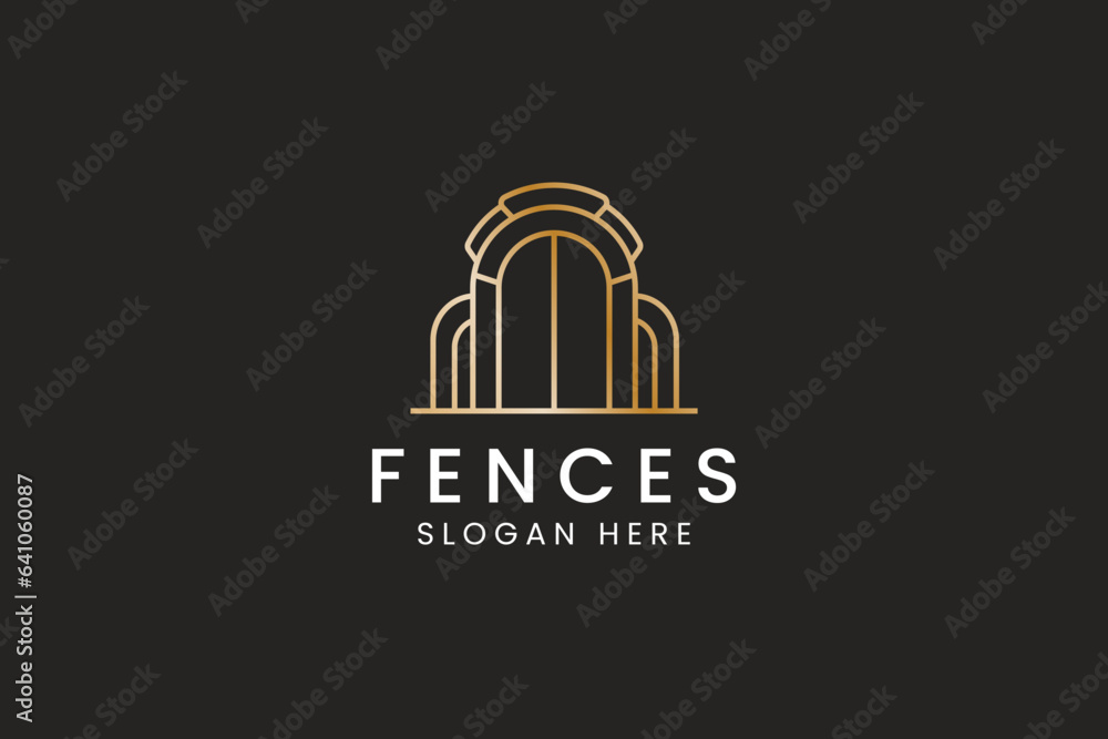 classic fence house luxury concept logo design template