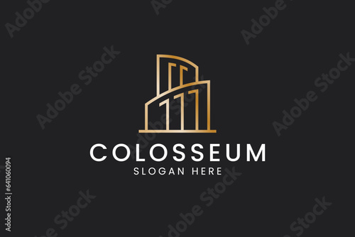 colosseum building construction modern concept logo design template