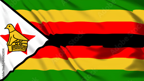 ジンバブエの国旗がはためいています。 photo