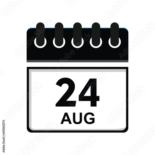 calender icon, 24 august icon with white backgroundt photo