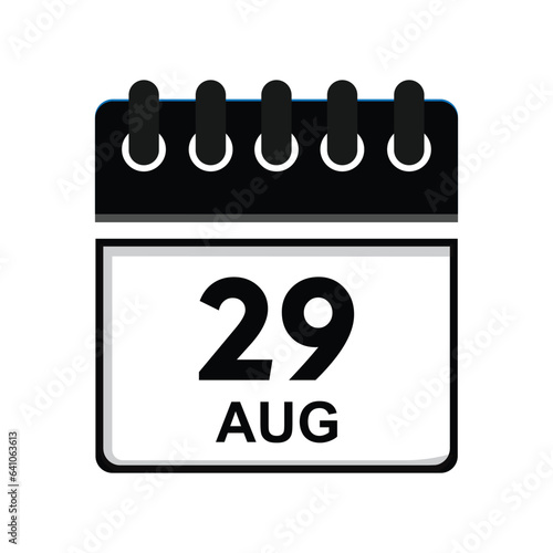 calender icon, 29 august icon with white backgroundt photo