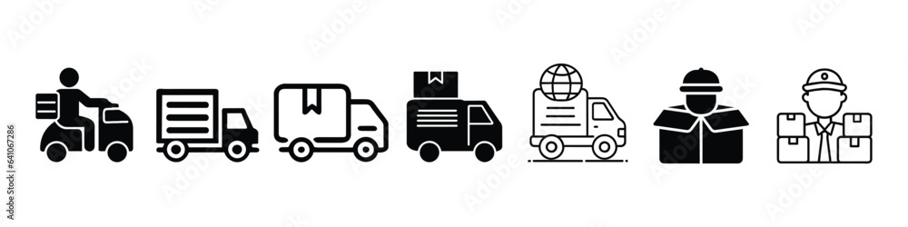 fast delivery truck icon, Shipping fast delivery man riding motorcycle icon symbol, shipping delivery truck flat vector icons, delivery man riding motorcycle icon, shipping deliveries truck icon