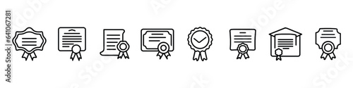 Certificate icon. Certificate icon in flat style. Isolated Diploma Icon Symbol, The diploma icon. Certificate symbol. award Diploma Vector Icons, Certificate icons. Achievement, award, grant