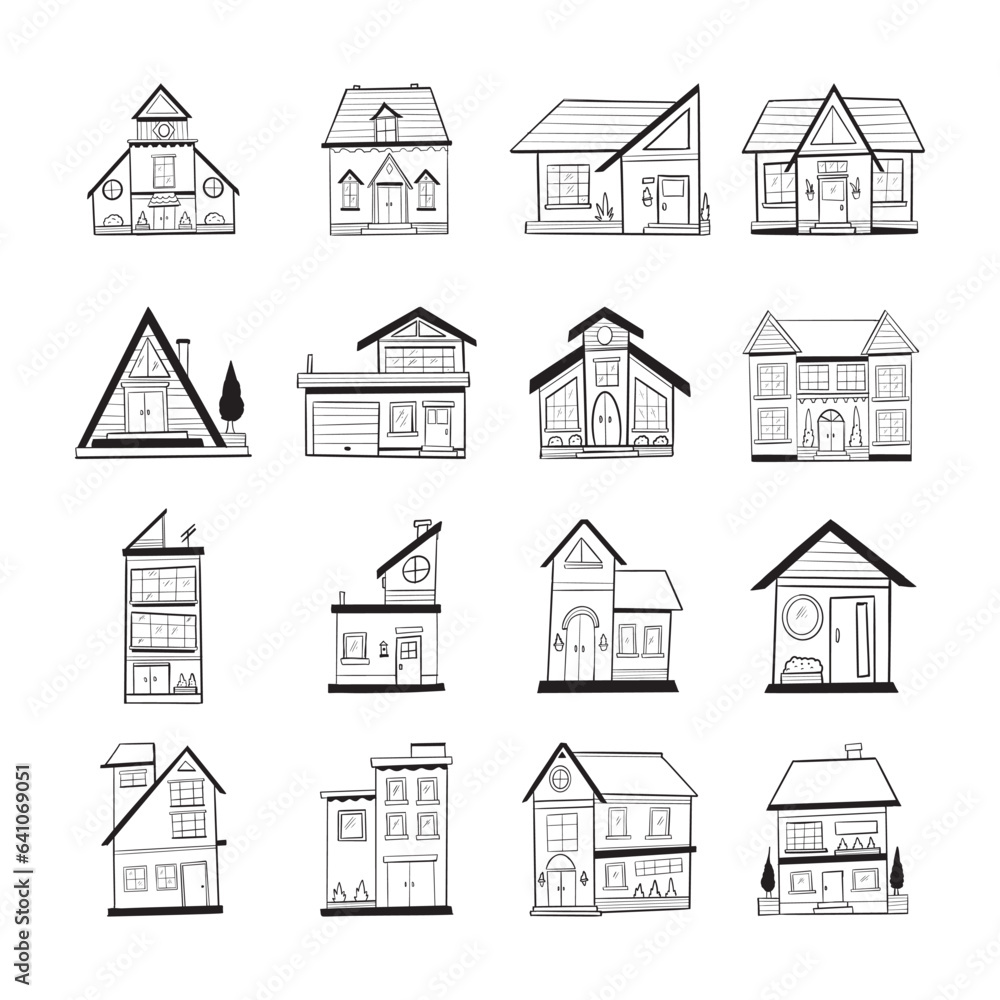Doodle house hand drawn vector