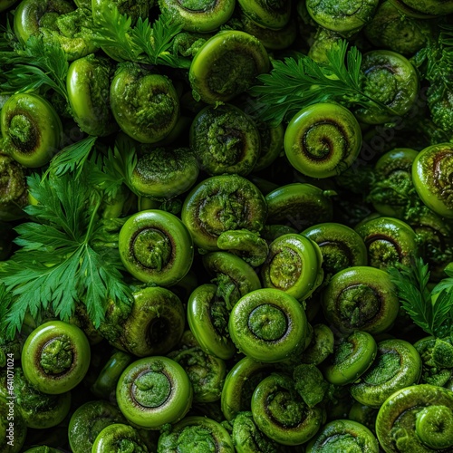 Fiddleheads as seamless tiles
