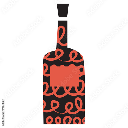Wine Bottle silhouette with abstract pattern
