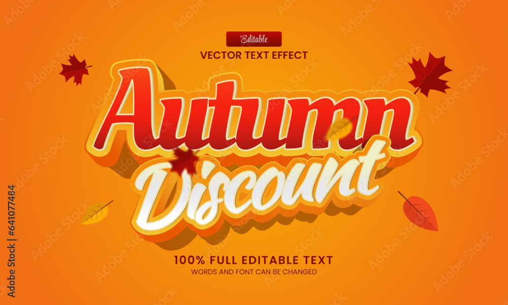 Vector design editable text effect, autumn discount text Vector design editable text effect, autumn discount text