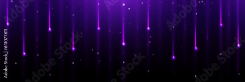Night sky background with shooting stars. Vector realistic illustration of bright asteroid lights falling down with sparkling neon trails, magic fireballs flying at cosmic speed in space universe