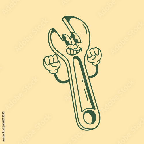 Vintage character design of wrench tool