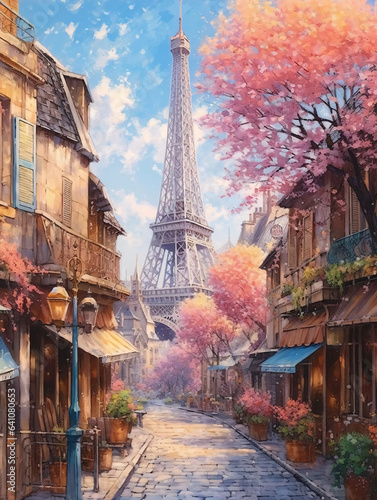 Fototapeta Paris Franse Watercolor Art Print | Franse Poster | Cityscape Wall Art | Art Decor