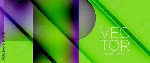 Dynamic bright colorful geometric elements with fluid gradients, lights, shadows blend in a minimal backdrop, creating captivating composition