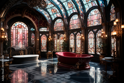 bathroom in hotel, gothic style, ai generated © Outlander1746