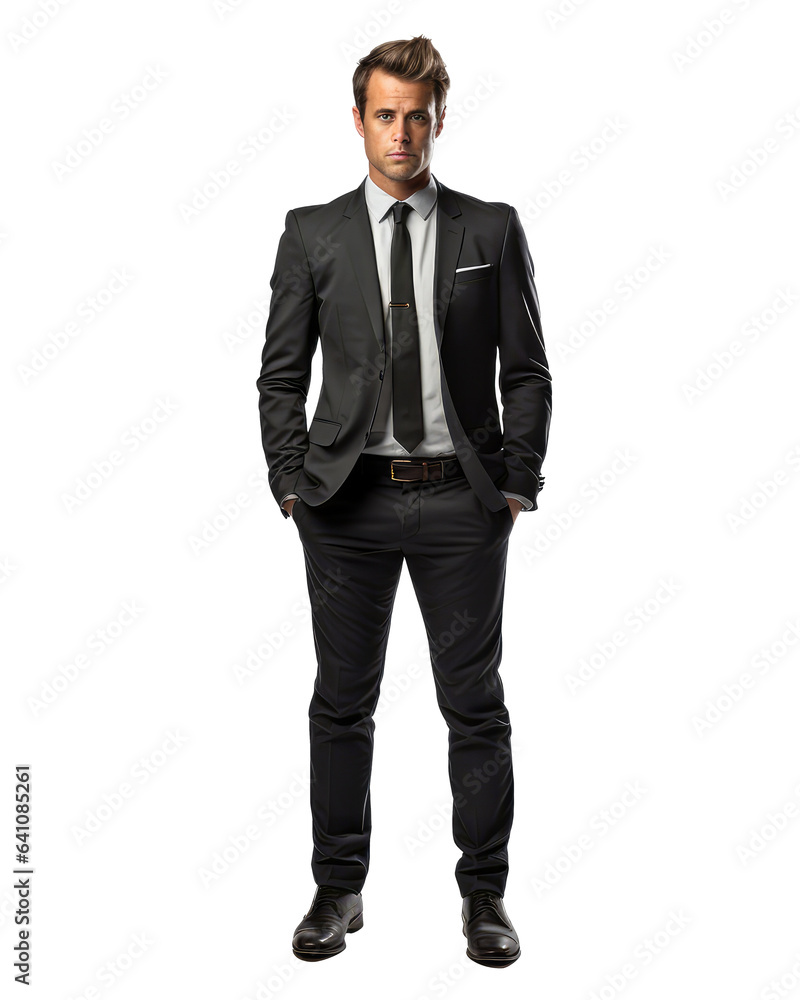 full body view of a 30 years old young handsome business man with an upset expression on his face on transparent backgrounds . Generative AI full body view of a 30 years old young handsome business man with an upset expression on his face on transparent backgrounds . Generative AI