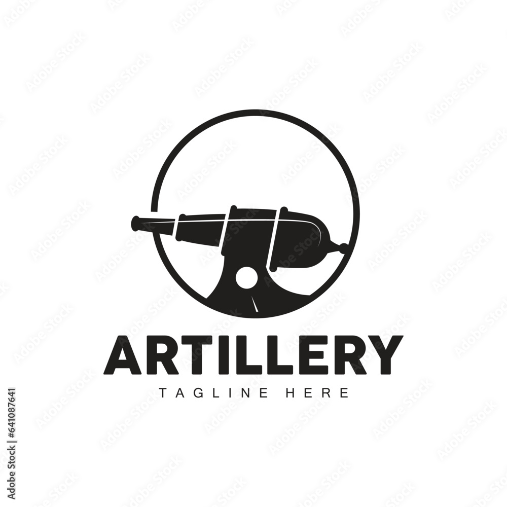 Cannon Logo, Army Artillery Weapon Design Vector Illustration Silhouette Cannon Logo, Army Artillery Weapon Design Vector Illustration Silhouette