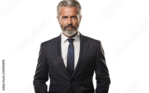 Aged Businessman on white transparent background