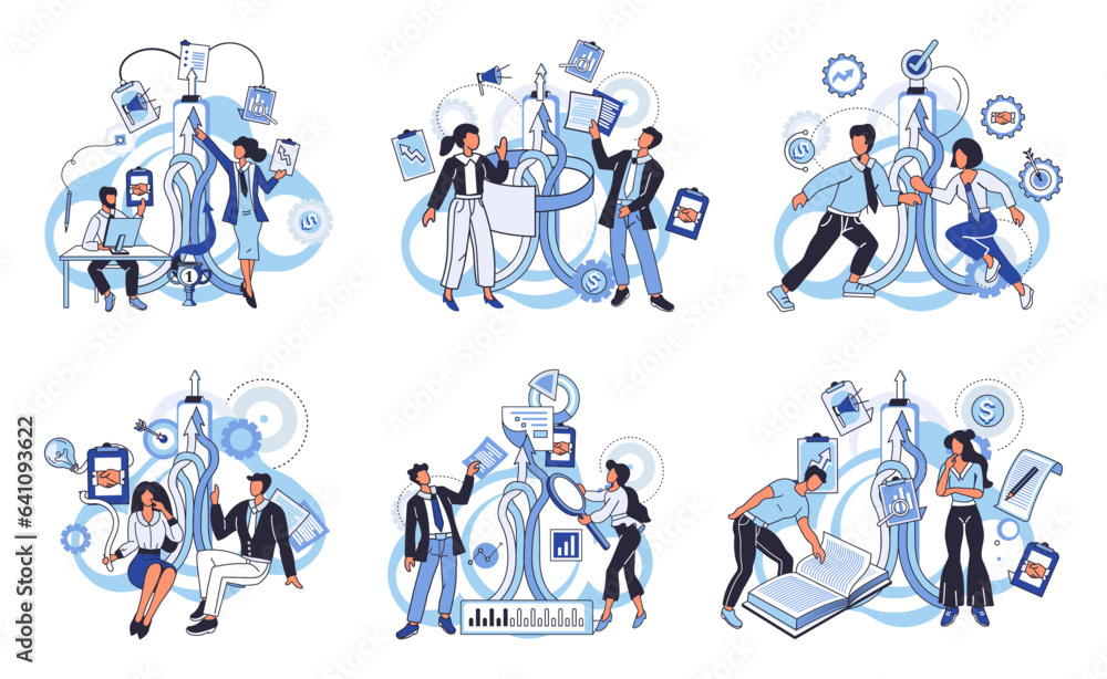 Fototapeta premium Team solving problems. People communication in search of ideas, collective thinking Innovative solution, problem-solving and crisis management concept Creative idea research and development Planning