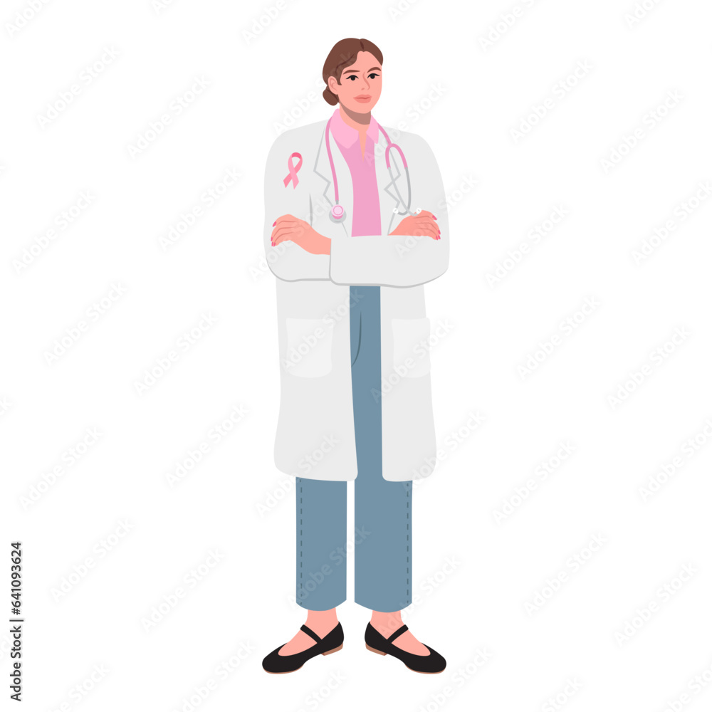 Doctor crossing arms flat illustration Doctor crossing arms flat illustration