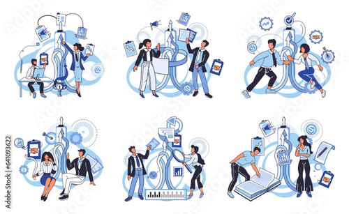Team solving problems. People communication in search of ideas, collective thinking Innovative solution, problem-solving and crisis management concept Creative idea research and development Planning