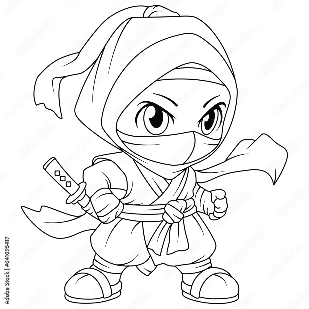 coloring adventures ninja coloring page for kids isolated clean and ...