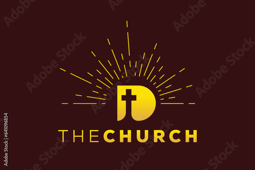 Trendy and Professional letter D church sign Christian and peaceful vector logo design