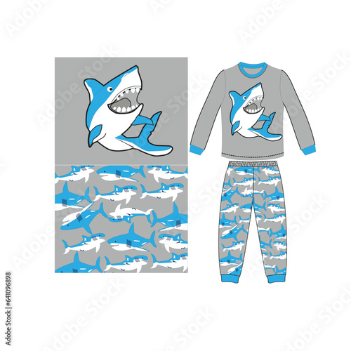 shark print pyjama set vector art