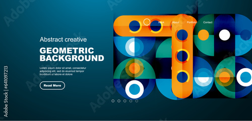 Simple circles and round elements pattern. Minimalist design geometric landing page. Creative concept for business, technology, science or print design