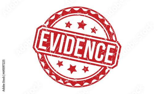 Evidence stamp red rubber stamp on white background. Evidence stamp sign. Evidence stamp.