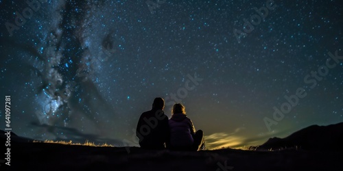 couple sharing a tender moment while gazing at the stars on a clear night
