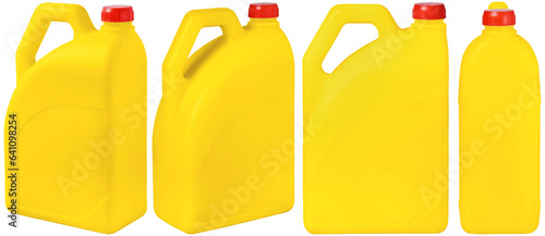 Εκτύπωση καμβά set of yellow big plastic canister isolated