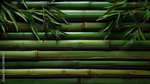 Green bamboo texture. Oriental grass fence seamless pattern. Wallpaper  background