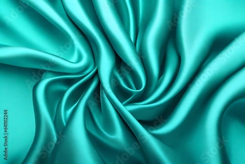 Wallpaper Mural Closeup of rippled cyan color satin fabric cloth texture background Torontodigital.ca