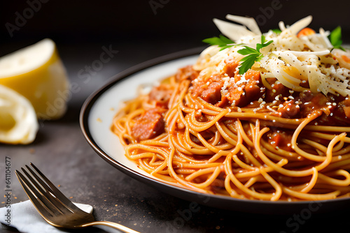 Italian Cuisine Delight: Tempting Spaghetti in Food Photography