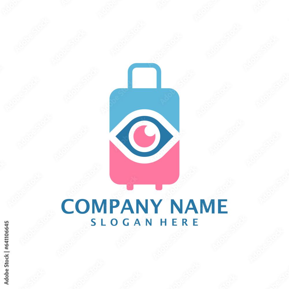 Eye with Suitcase logo design vector. Suitcase logo design template concept Eye with Suitcase logo design vector. Suitcase logo design template concept