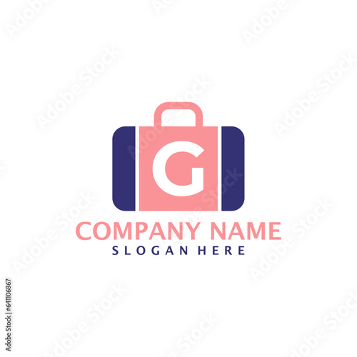 Letter G with Suitcase logo design vector. Initial G with Suitcase logo design template concept