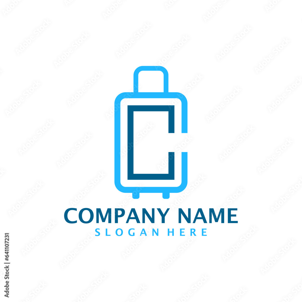 Letter C with Suitcase logo design vector. Initial C with Suitcase logo design template concept Letter C with Suitcase logo design vector. Initial C with Suitcase logo design template concept