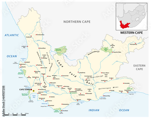 Vector map of Western Cape Province, South Africa