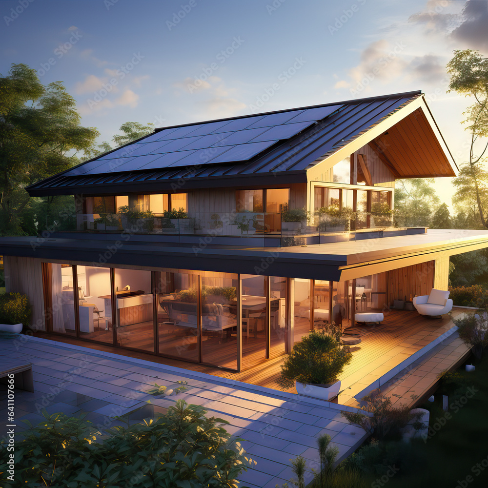 Solar panels on the roof - Generative AI Solar panels on the roof - Generative AI