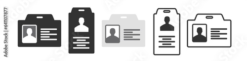 Identification Card icon set. Identification card outline icon. Driver's license ID symbol. Editable stroke. Vector illustration