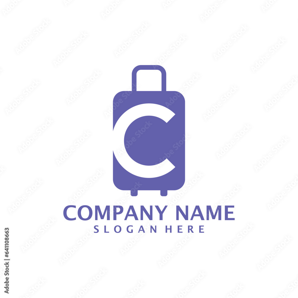 Letter C with Suitcase logo design vector. Initial C with Suitcase logo design template concept Letter C with Suitcase logo design vector. Initial C with Suitcase logo design template concept