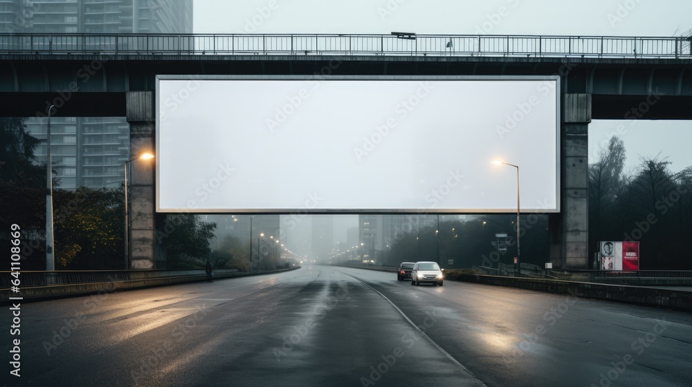 Big empty billboard in the city. Roadside large billboards Big empty billboard in the city. Roadside large billboards