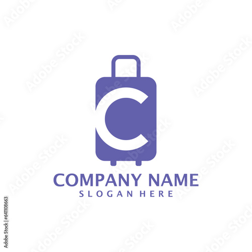 Letter C with Suitcase logo design vector. Initial C with Suitcase logo design template concept